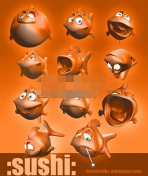 Modelos 3D de dibujos animados de pescado