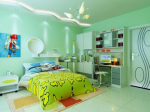 Dormitorio brillante lnea de los niños verdes