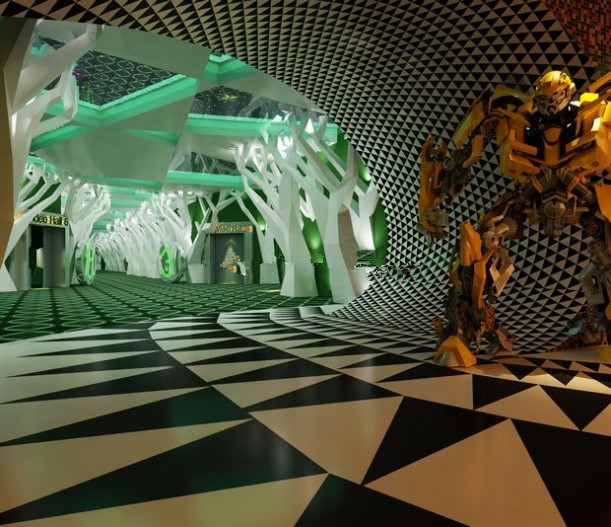 Modelo creativo de la moda del cine 3D