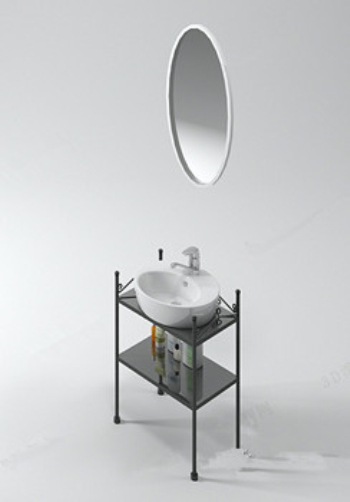 Modelo 3d de un lavabo espejo redondo