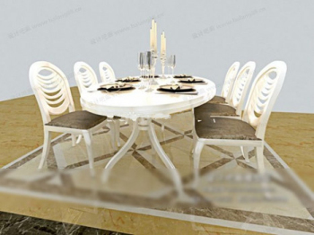 Modelo 3d de una combinacin de sillas blancas