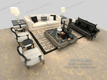 Blanco y negro modelo 3d sof