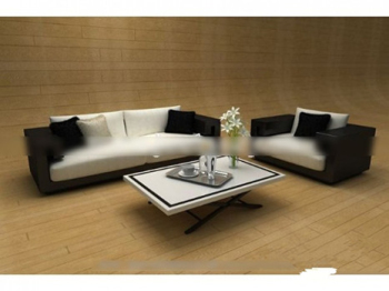 Blanco y negro modelo 3d sof