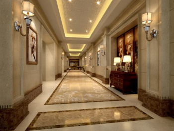 Modelo 3D del pasillo del hotel