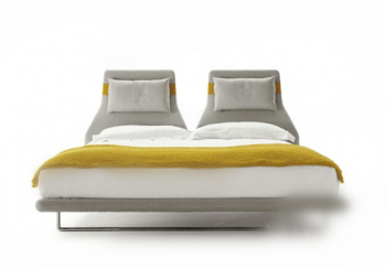 Modelo 3d de cama de color amarillo y blanco