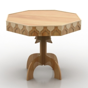 gruesa mesa de madera octogonal
