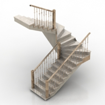 Escalera de modelos 3D con las barandillas