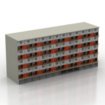 edificio de apartamentos de cinco pisos modelos 3D comn