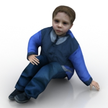 niño sentado en el modelo de piso