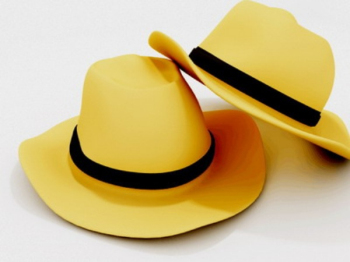 Amarillo borde sombrero de vaquero negro modelo 3D