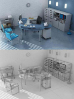 Modelos 3D decoracin sencilla oficina