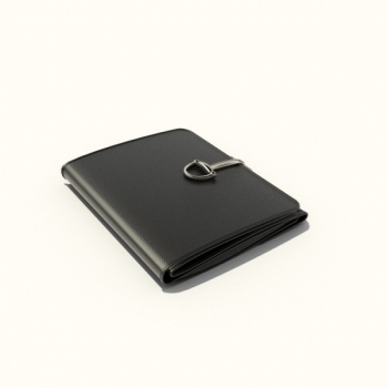 Cartera de cuero negro en 3D