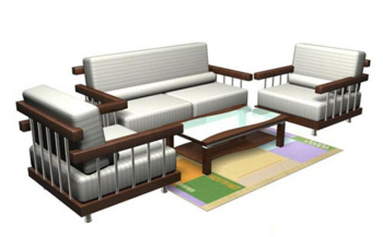 Sof Mesa de madera modelo 3D