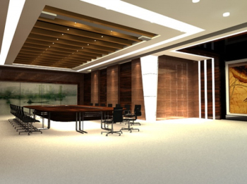 Empresas modelo en 3D y gran sala de reuniones