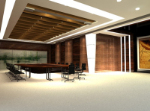 Empresas modelo en 3D y gran sala de reuniones