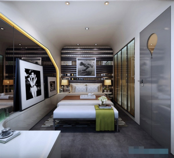 Decoracion creativa despues de dormitorio moderno modelo 3D
