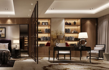 Lujo elegante dormitorio den modelos 3D
