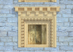 Ventana de madera tibetana modelo 3D