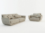Sof de tela gris moderno modelo 3D
