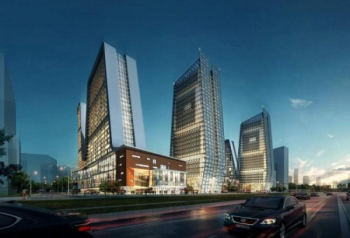 De gran altura los edificios comerciales en 3D