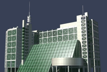Edificio moderno modelo de tecnologa 3D