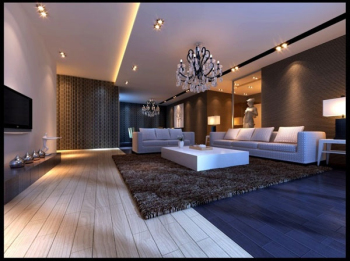 Elegante gran saln moderno, modelo 3d