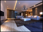 Elegante gran saln moderno, modelo 3d