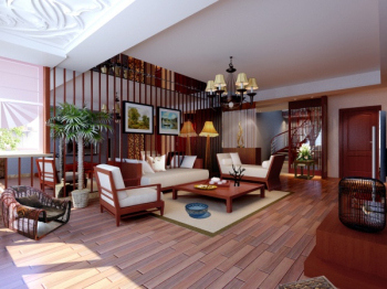 Sala de estar de la vendimia Modelo 3d estilo chino