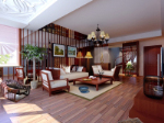 Sala de estar de la vendimia Modelo 3d estilo chino