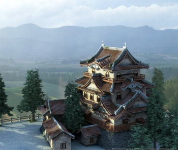 La arquitectura japonesa modelo 3d