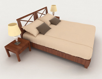 Casa de madera minimalista marrn cama doble modelo 3d