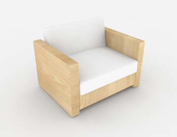 Modelo 3D de sof de madera simple en Escandinavia