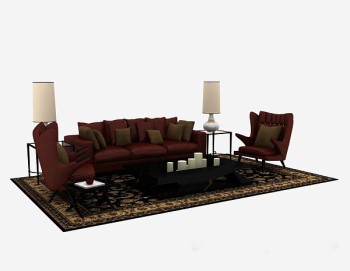 3d modelos de color rojo oscuro hogar sof de madera combinacin