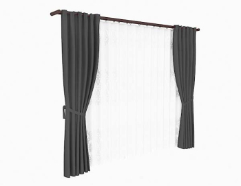 Cortina simple gris modelo 3d