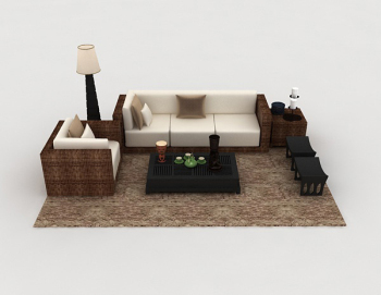 Casa de madera modelo 3D de ocio sofa combinacion
