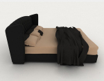 Inicio cama doble negro modelo 3d