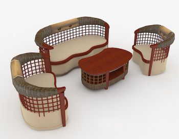 Personalidad de madera de ocio sof de combinacin 3d modelo