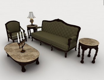 3d modelo retro de sof verde retro europeo