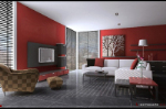 3d modelo de moda gris saln rojo
