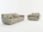 gris sof moderno de la tela modelo 3D