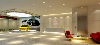 Auto sala de ventas de la tienda modelo en 3D