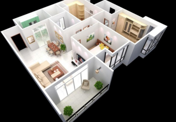 Vista area de la decoracin del hogar nuevo modelo 3d apartamento