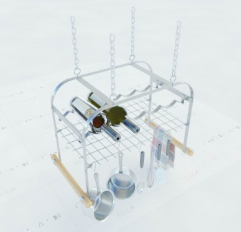 Modelos 3D se puede colgar rack de vino de la cocina