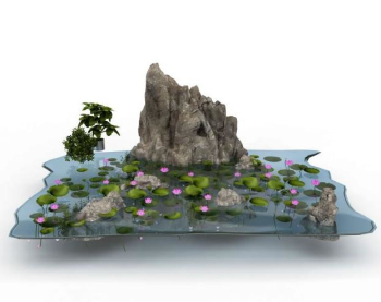 El nmero de estanque de loto arena rocalla modelo de paisaje al aire libre