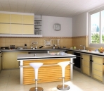 Brillante y amplia cocina modelo en 3D (con mapa)