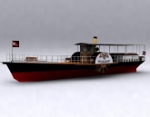 Un barco de transporte pequeño modelo de
